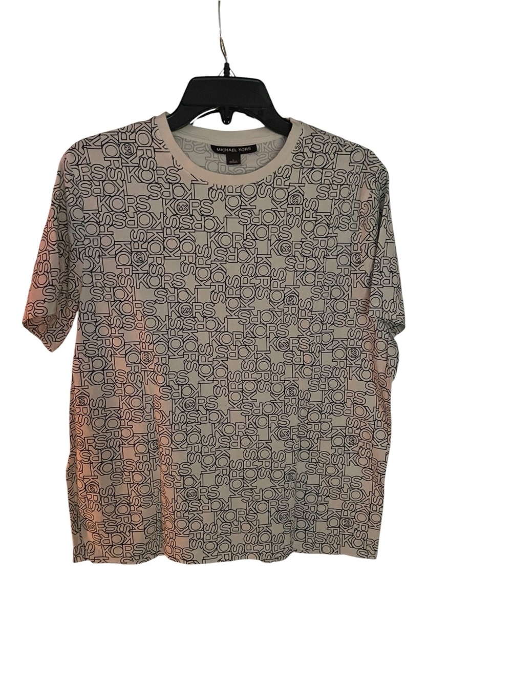 Michael Kors Men’s All-Over MK Logo Monogram T-Shirt - White/Black - Large